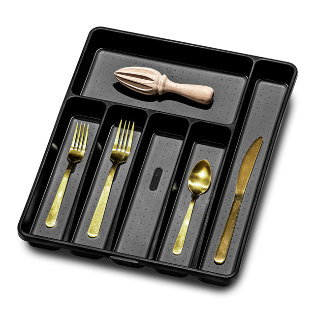 Madesmart Classic Large Cutlery Tray - Antimicrobial Carbon with cutlery