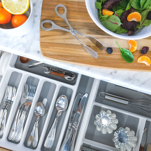 Madesmart Classic Large Cutlery Tray - Antimicrobial White in the drawer