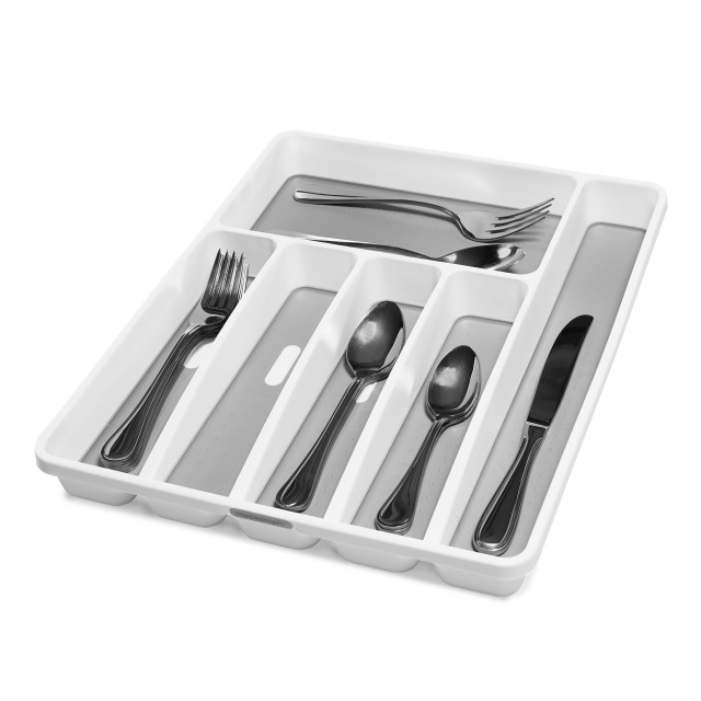 Madesmart Classic Large Cutlery Tray - Antimicrobial White with cutlery