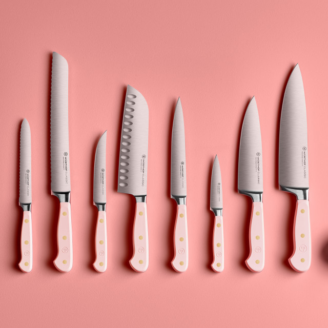 Wusthof Classic Chef's Knife, 16cm - Pink Himalayan Salt with other knives