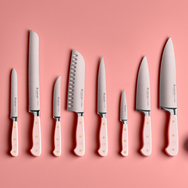Wusthof Classic Sausage Knife, 14cm - Pink Himalayan Salt with other knives