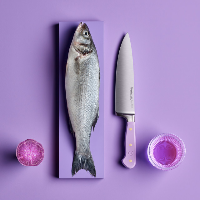 Wusthof Classic Colours Chef's Knife, 20cm - Purple Yam on the table