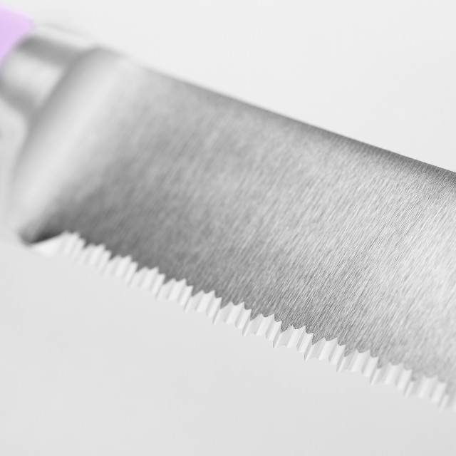 Wusthof Classic Colours Double Serrated Bread Knife, 23cm - Purple Yam detail