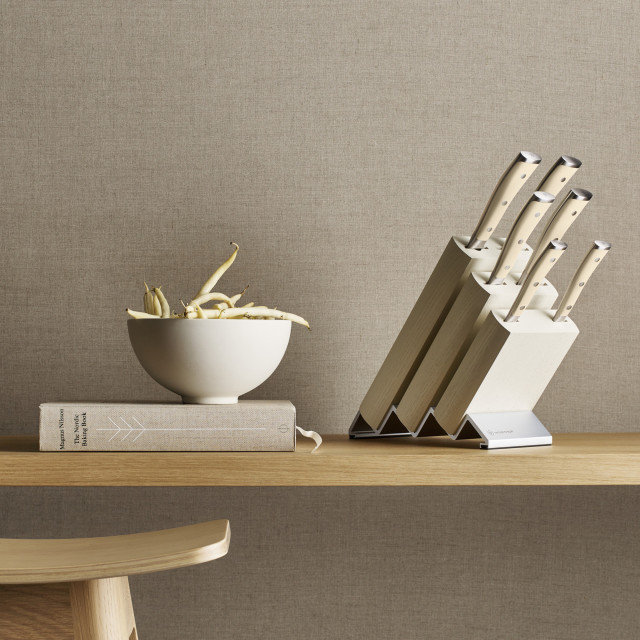 Wusthof Classic Ikon Creme Knife Block Set, 6-Piece on the kitchen counter