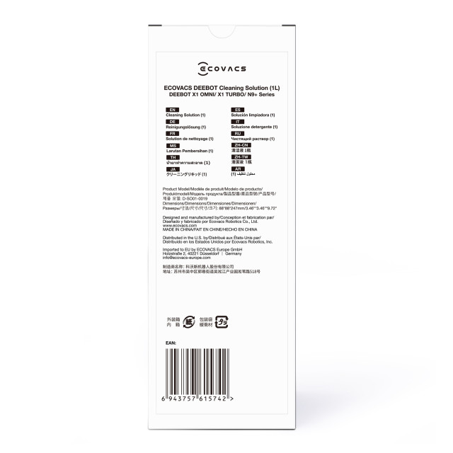 Ecovacs Cleaning Detergent Solution Bottle - 1L packaging