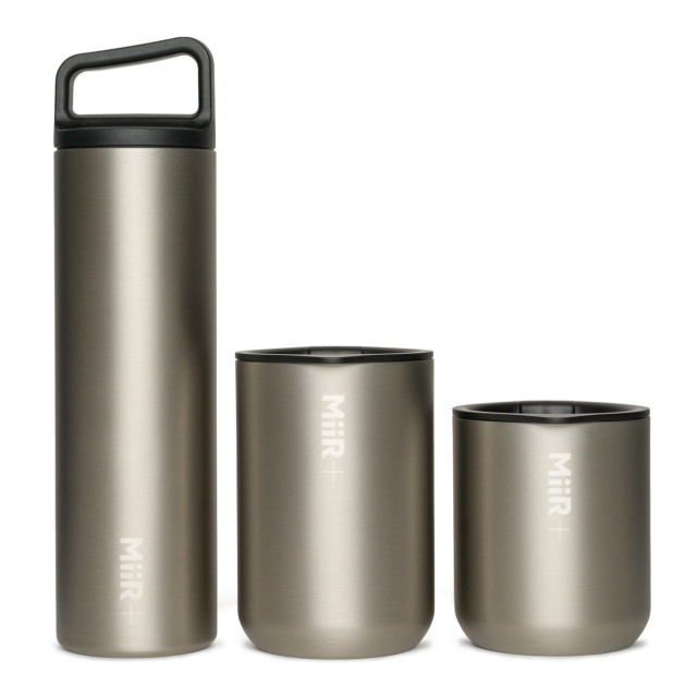 MiiR Vacuum Insulated Climate Positive Tumbler, 470ml - Silver with other tumblers showing scale