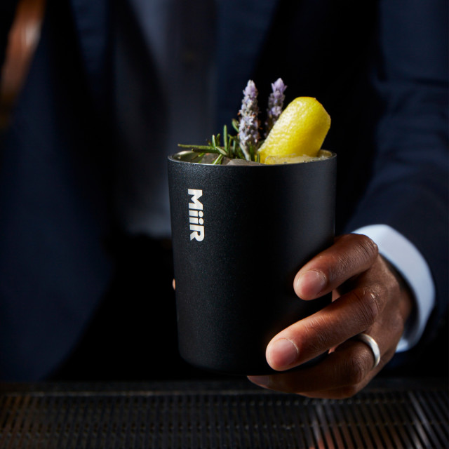 MiiR Vacuum Insulated Lowball Tumbler, 290ml - Black with a cocktail