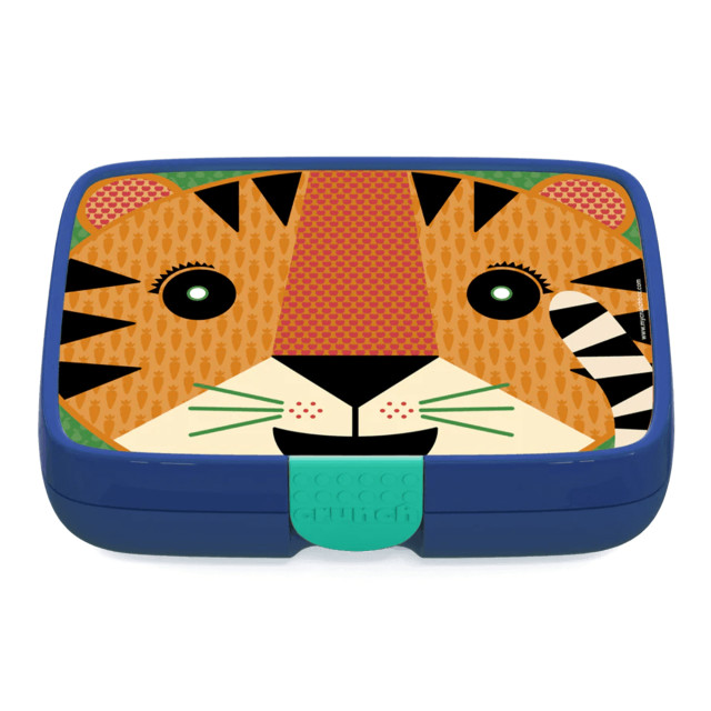 Crunchbox Classic 5 Blue Compartment Lunchbox - Tiger