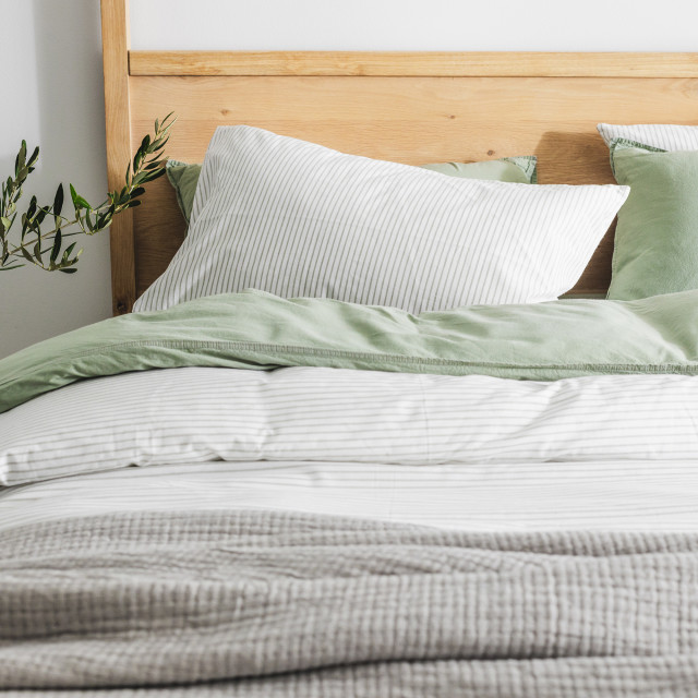 Thread Office Sage Washed Cotton Duvet Cover Set