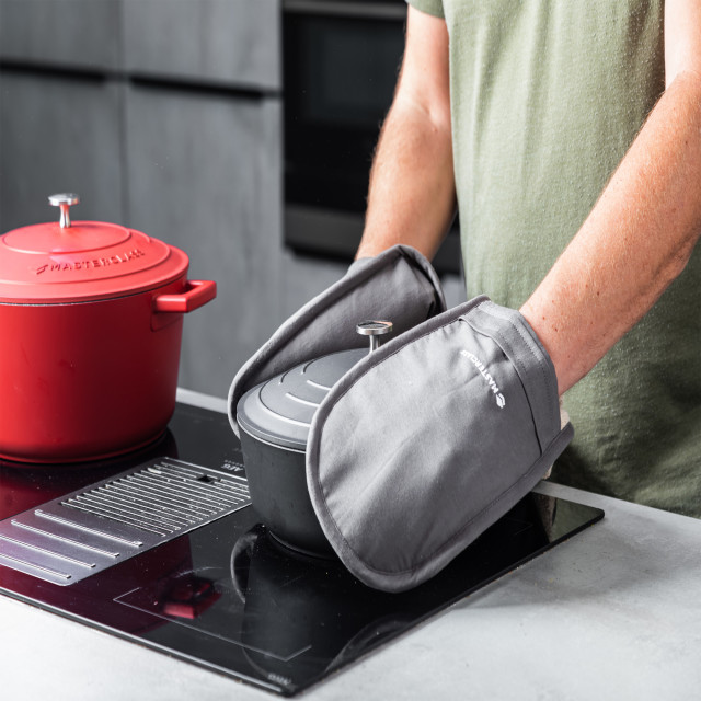 MasterClass Cast Aluminium 2.5L Shallow Casserole Dish, 25cm on the stove