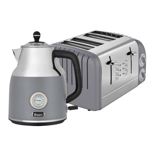 Swan Retro 4-Slice Toaster, 1630W - Grey angle