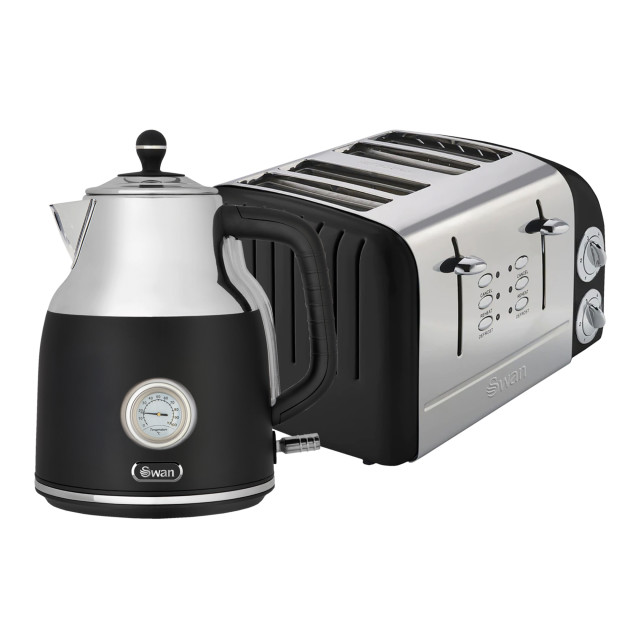 Swan Retro 4-Slice Toaster, 1630W - Black angle