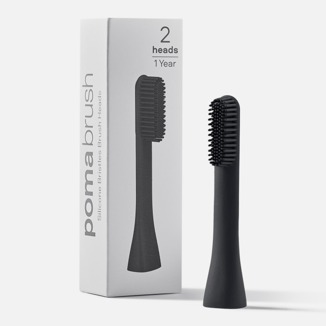 PomaDent Pure Silicone Brush Heads Pack of 2 - Black