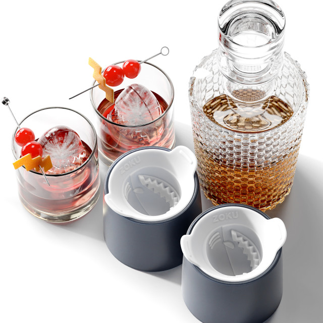 Zoku Shark Ice Ball, set of 2 in glasses