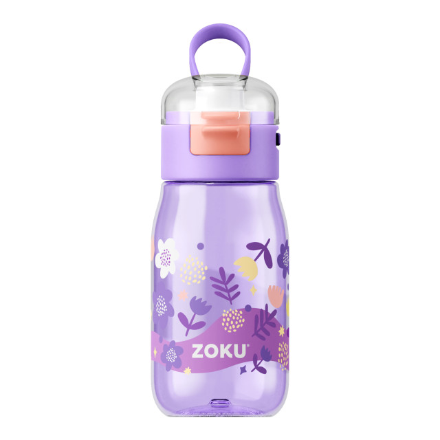 Zoku Pops Kids Flip Gulp Bottle - Purple Flowers