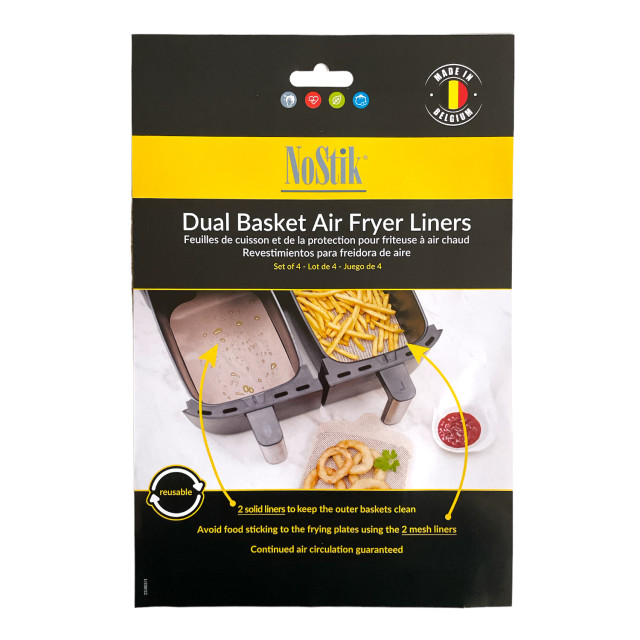 NoStik Dual Basket Air Fryer Liners, Set of 4