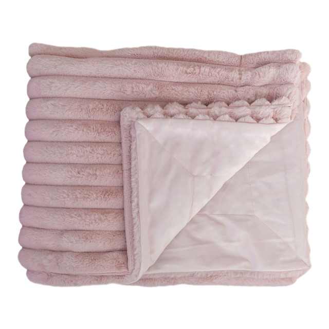Linen House Decadence Fur Throw - Rose Quartz