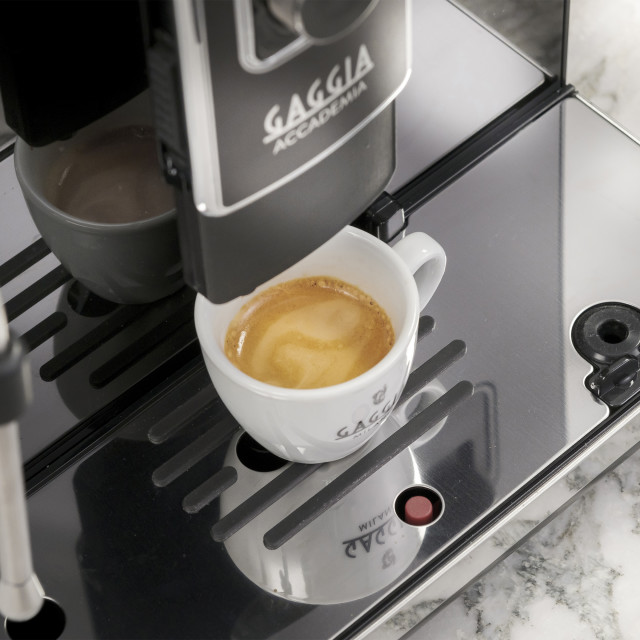 Gaggia Accademia Bean to Cup Coffee Machine - Black with a coffee cup