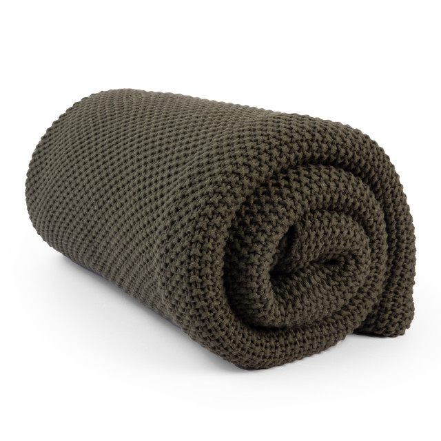 Thread Office Knitted Cotton Throw - Olive