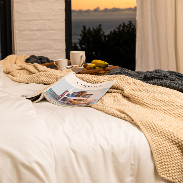 Thread Office Knitted Cotton Throw - on the bed