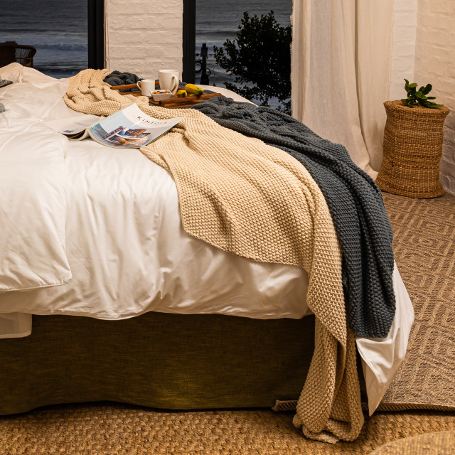 Thread Office Knitted Cotton Throw - on the bed