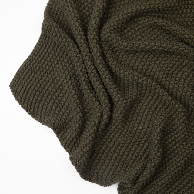 Thread Office Knitted Cotton Throw - Olive close up