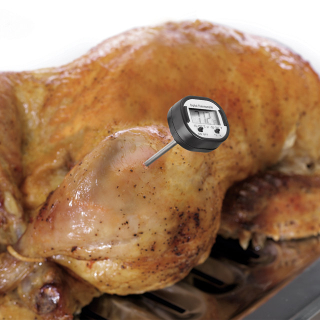 Creative Cooking Digital Thermometer measuring cooked chicken temperature