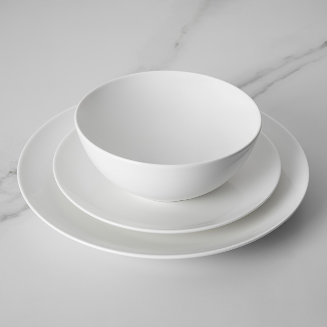 Yuppiechef Porcelain Dinnerware, Set of 12 on counter