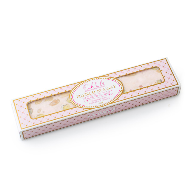 Ooh La La Artisan Confectionery Rose Pistachio Nougat Bar, 100g