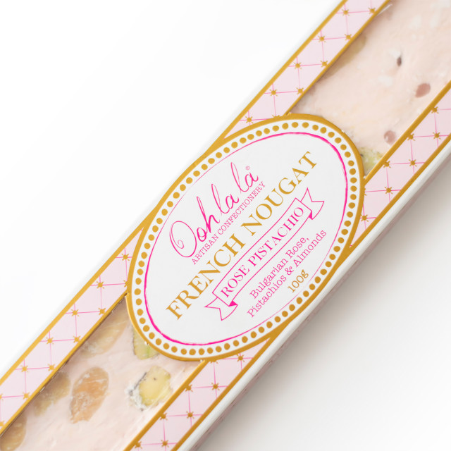 Ooh La La Artisan Confectionery Rose Pistachio Nougat Bar, 100g detail