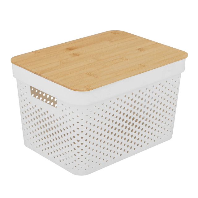 Trendz Of Today White Storage Bin With Bamboo Lid - Large