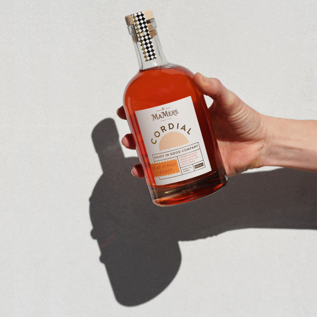 Ma Mere Confections Blood Orange & Ginger Flavoured Cordial showing scale