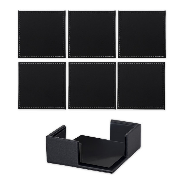 Bar Butler Leatherette Square Coasters, Set of 6