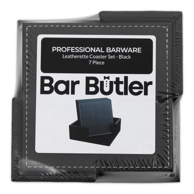 Bar Butler Leatherette Square Coasters, Set of 6