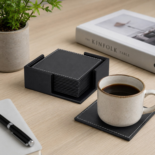 Bar Butler Leatherette Square Coasters, Set of 6