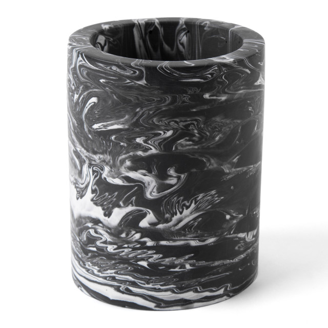 Alkaline Marbled Toothbrush Holder - Black and white