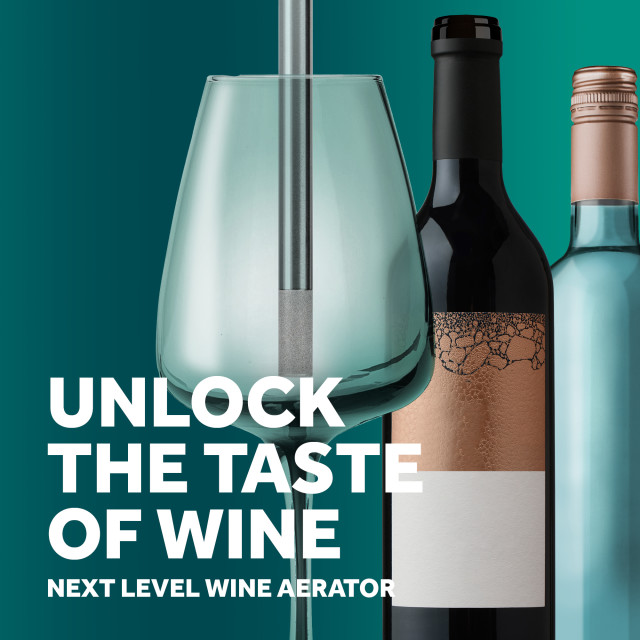 Aerator in use on wine glass