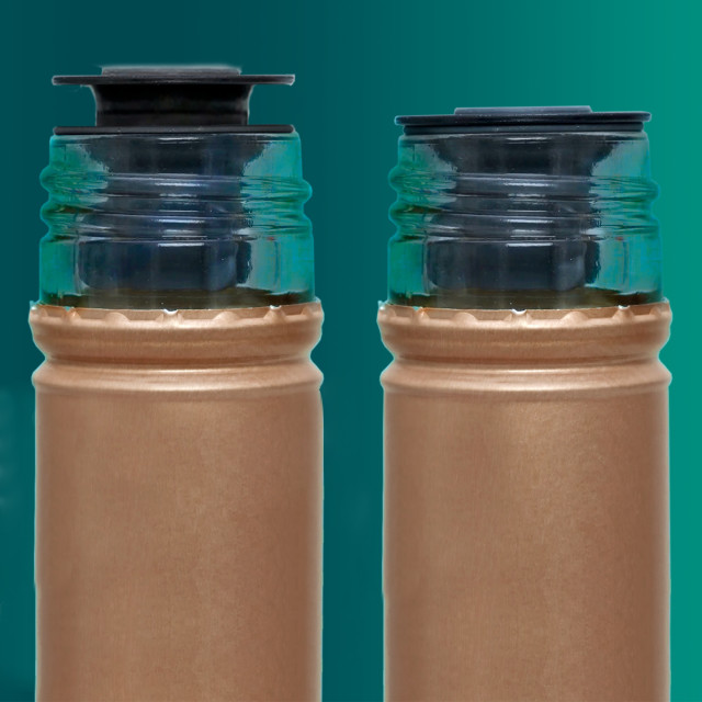 Airtender Extra Stoppers Blister Pack, Pack of 6 - Black in use on bottles