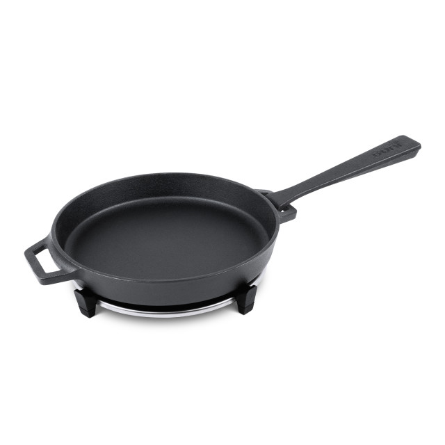 Ooni Cast Iron Skillet Pan with Stainless Steel Trivet Base angle