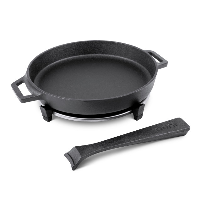 Ooni Cast Iron Skillet Pan with Stainless Steel Trivet Base