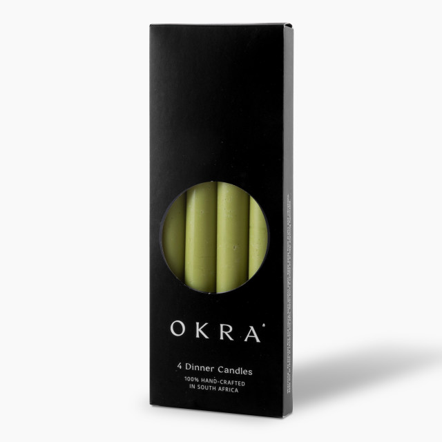 Okra Candle Traditional Dinner Candle, Set of 4 - Dani Green packaging