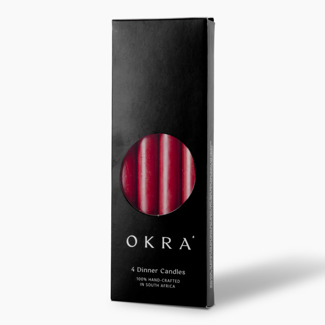 Okra Candle Traditional Dinner Candle, Set of 4 - Red packaging