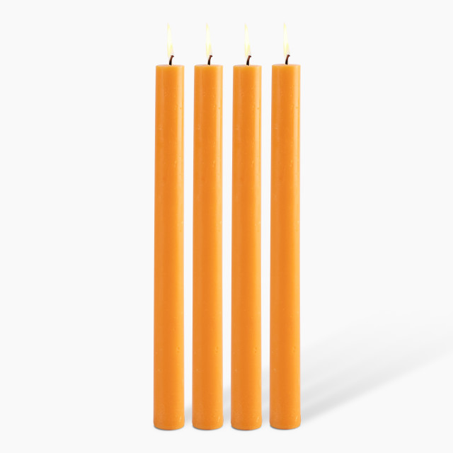 Okra Candle Traditional Dinner Candle, Set of 4 - Orange