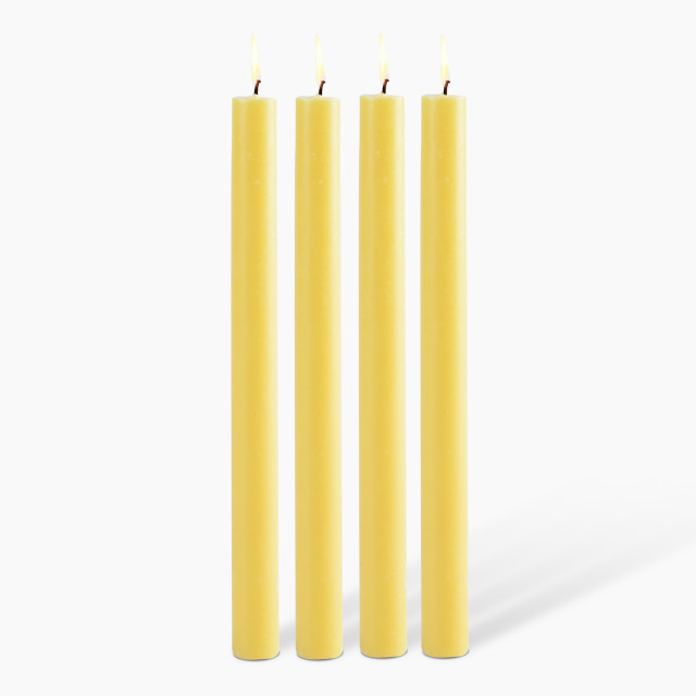 Okra Candle Traditional Dinner Candle, Set of 4 - Poppy Yellow