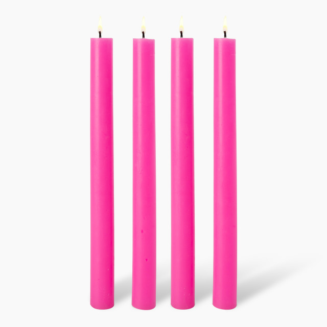 Okra Candle Traditional Dinner Candles, Set of 4 - Pink Glow