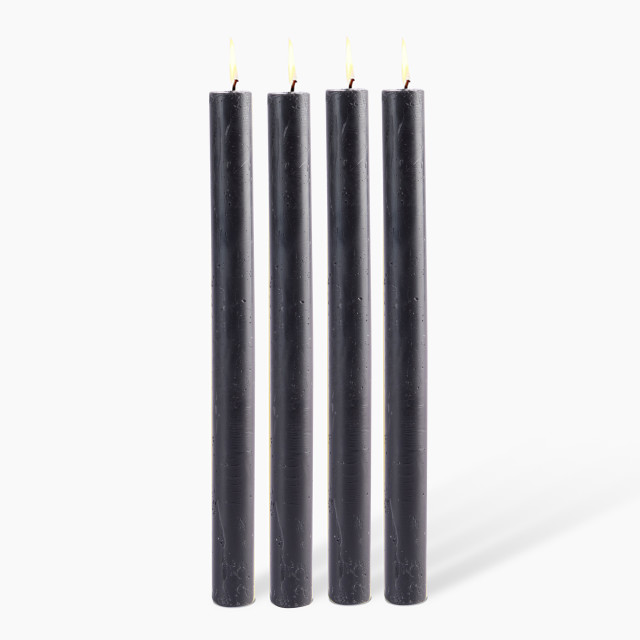 Okra Candle Traditional Dinner Candle, Set of 4 - Black