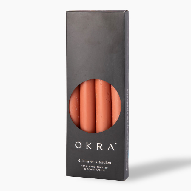 Okra Candle Traditional Dinner Candles, Set of 4 - Terra Cotta packaging