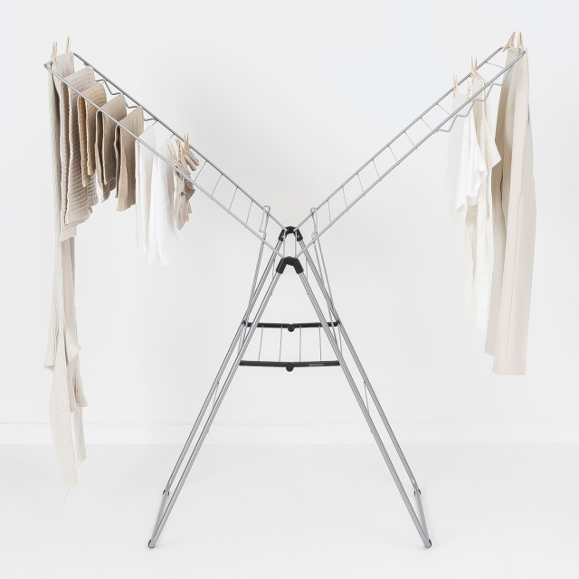 Brabantia Hangon Drying Rack, 25m - Metalic Grey with clothes