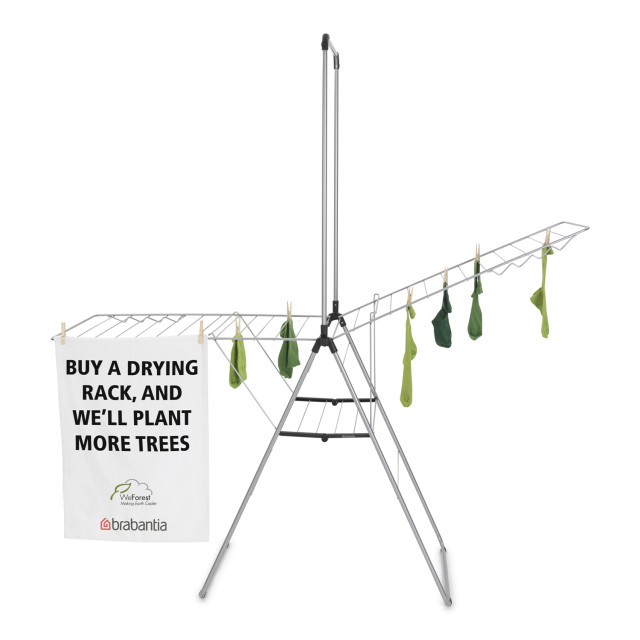 Brabantia Hangon Drying Rack with Hanging Rod, 25m - Metallic Grey angle