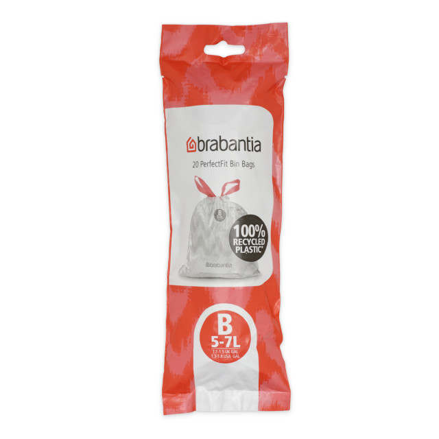 Brabantia PerfectFit Bin Liners, Pack of 20 - Code B, 5-7L